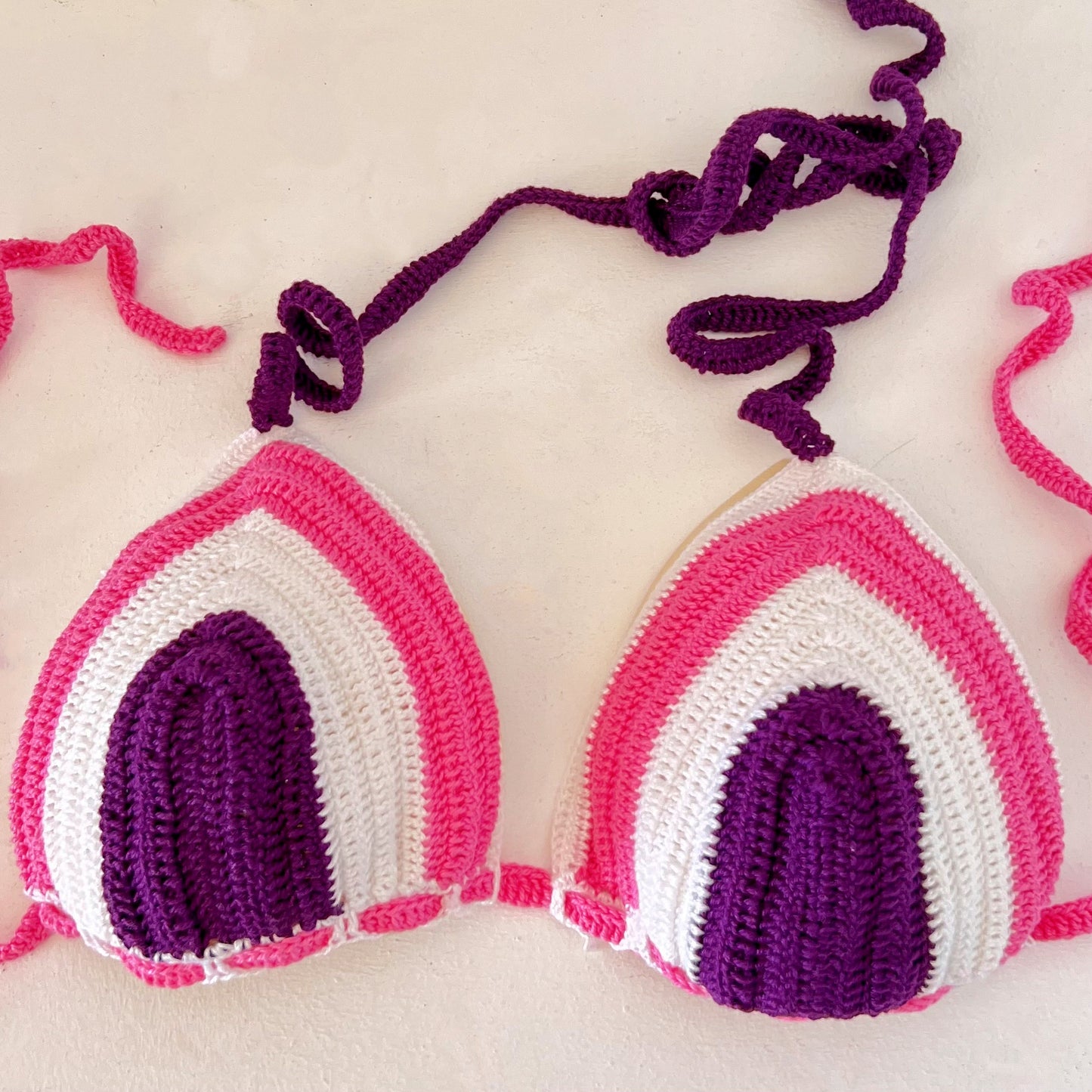 BIKINI EN ALGODÓN TRES COLORES blanco rosa lila