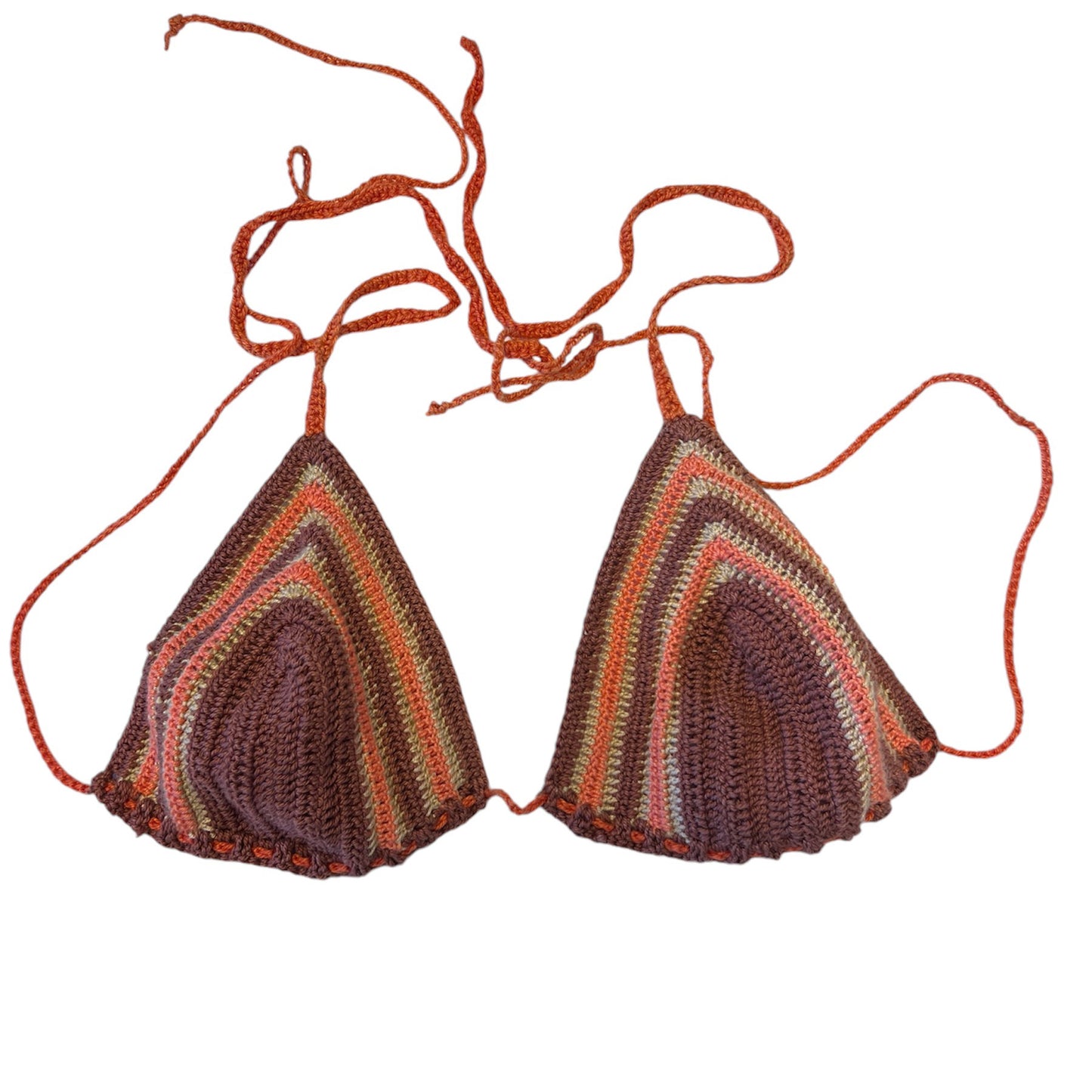 BIKINI EN ALGODÓN TRES COLORES MARRON CHOCOLATE, BEIG Y NARANJA